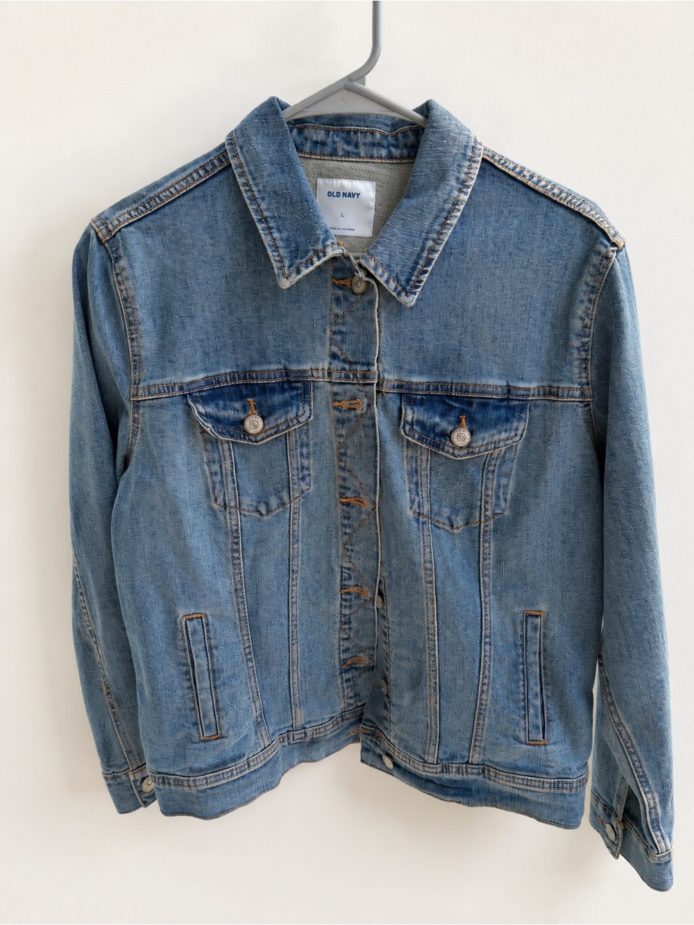 Old Navy Light Blue Denim Jacket size large Trucker Style